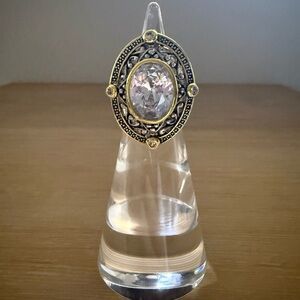 Vintage Two Tone Glass Stone Statement Ring